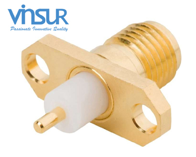 11521390 -- RF CONNECTOR - 50OHMS, SMA FEMALE, STRAIGHT, 2 HOLE FLANGE, 4MM EXTENDED TEFLON, ROUND POST